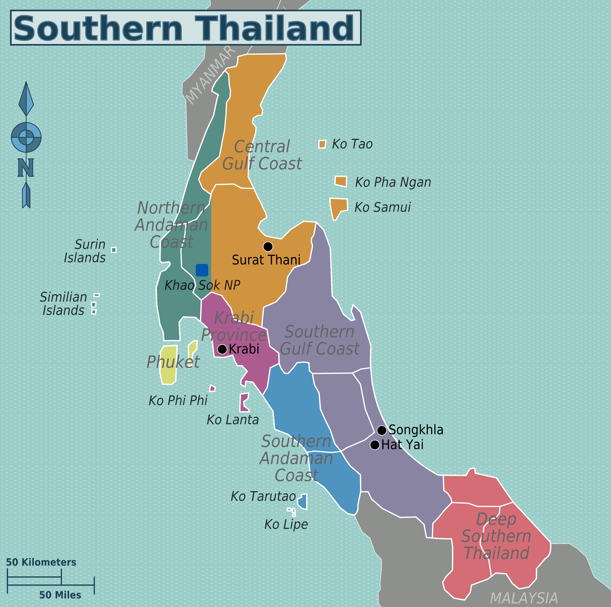בין החופים הלבנים לאיים המהפנטים - התחברו לקסם של דרום תאילנד | southern thailand regions map